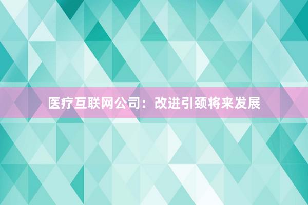 医疗互联网公司：改进引颈将来发展